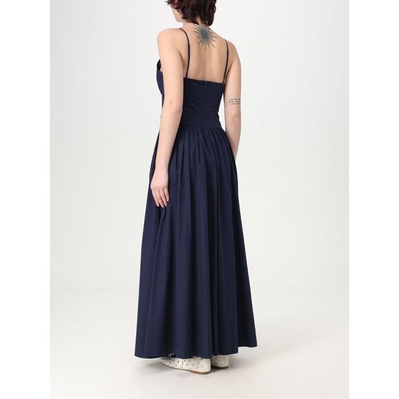 Staud Women's Navy Spaghetti Strap Drop Waist Poplin Dena Maxi Dress Sz 12 NWOT - Picture 6 of 15